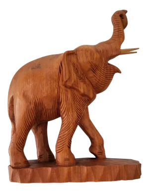 Vintage Hand Carved Teak Elephant Figure Decoration Made in Thailand