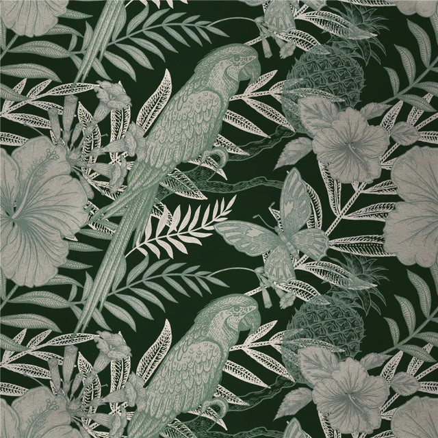 Contemporary Parrots 4 Fabric Wall Covering by Chiara Mennini for Midsummer-Milano For Sale - Image 3 of 3