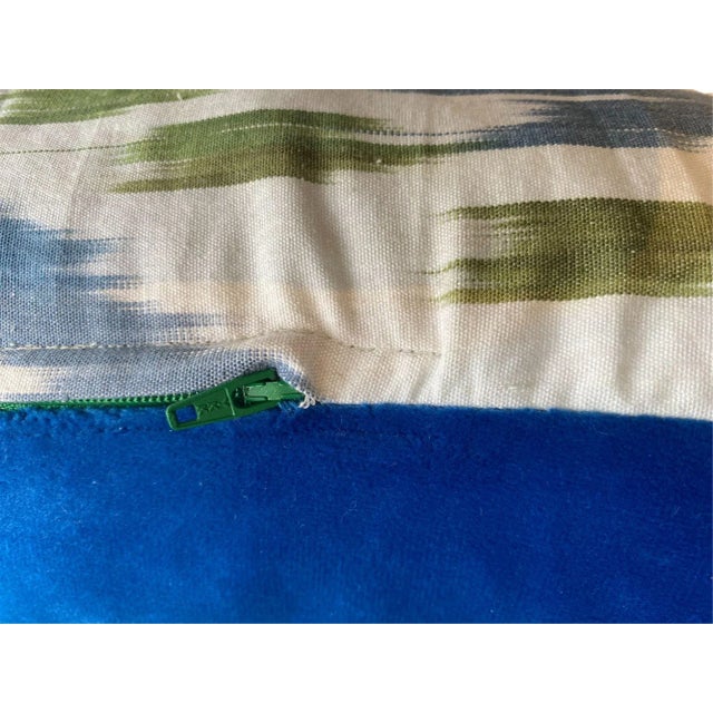 Abstract Blue, Purple, & Green Ikat Pattern Pillow Cover For Sale - Image 3 of 4