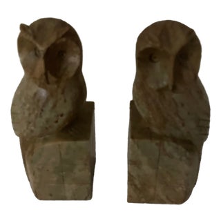 Marble Owl Bookends, 1950s, Set of 2 For Sale