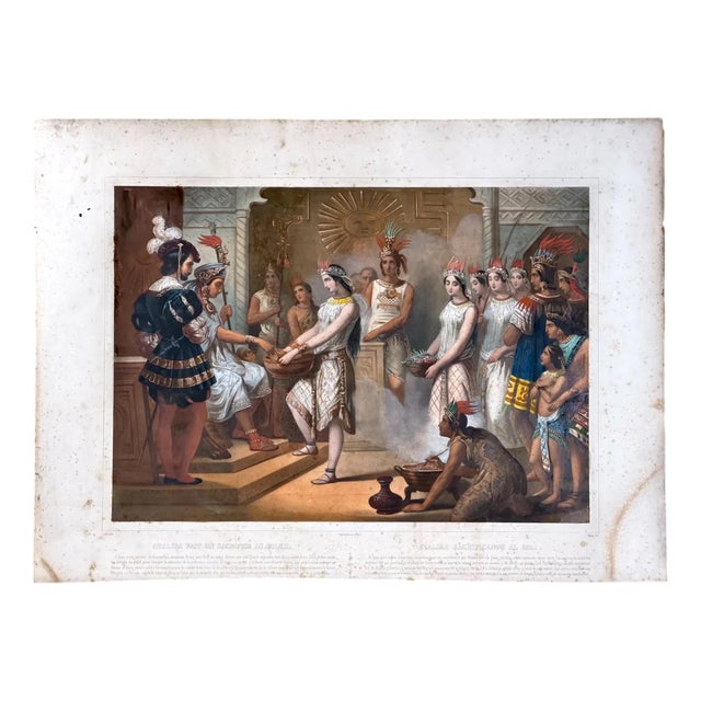 Ataliba Makes a Sacrifice to the Sun, 1800s, Paper For Sale