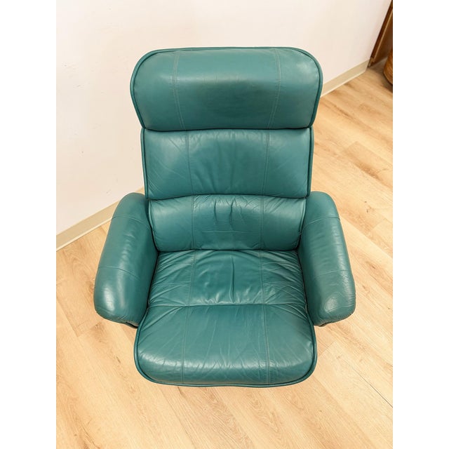Teal Chairworks Teal Adjustable Recliner Stressless Style Vintage Lounge Chair Retro For Sale - Image 8 of 12