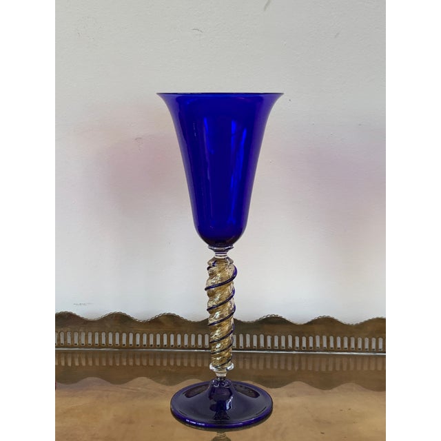Set of Three Modern Murano Glass Goblets, Blue, Red and Amethys - Set of 3 For Sale - Image 9 of 13