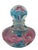 American Vintage Joe St. Clair Controlled Bubble Ice Pink Blue Trumpet Flowers 4 1/4” Perfume Bottle Paperweight For Sale - Image 3 of 12