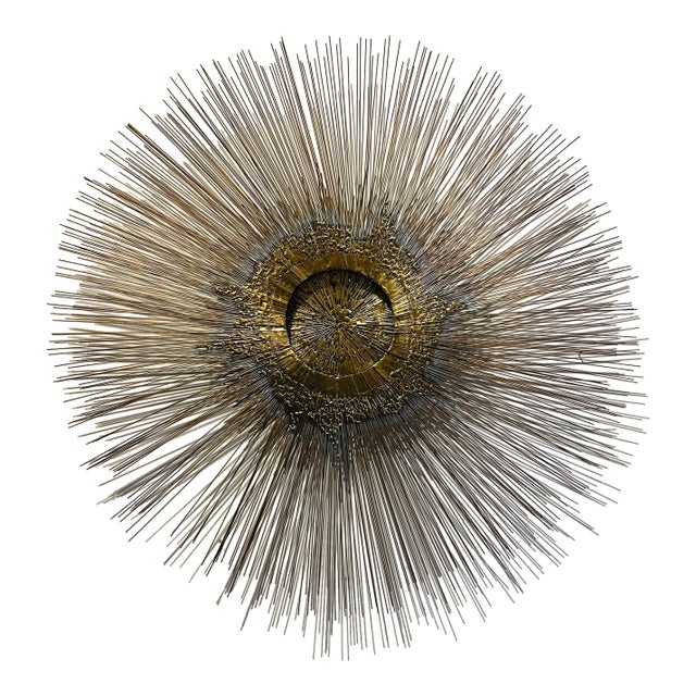 Brutalist 1960s Monumental Sunburst Wall Sculpture Attributed to William & Bruce Friedle New York MCM For Sale