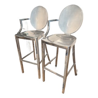 One Armed Aluminum Kong Bar Stools (Pair) by Philippe Starck for Emeco For Sale