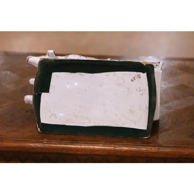 Early 20th Century French Quimper Faience Ox Cart Planter or Vide Poche For Sale - Image 12 of 13
