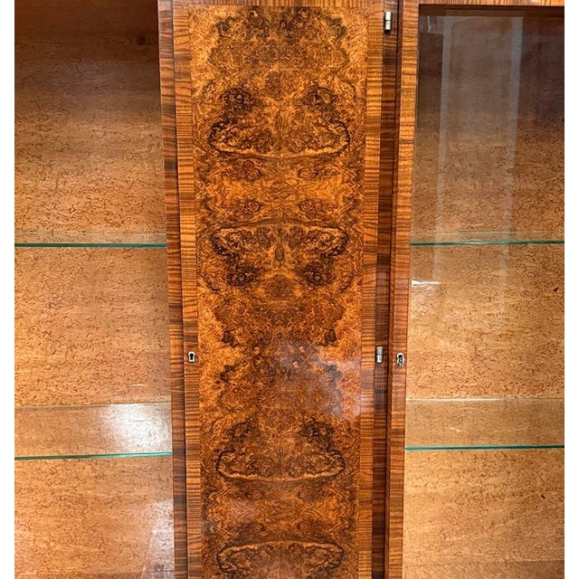 Metal Art Deco Walnut Display Cabinet, 1930s For Sale - Image 7 of 10