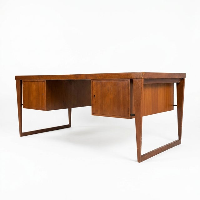 1960s Attributed to Kai Kristiansen Teak Desk Mid Century Modern Danish C. 1960s For Sale - Image 5 of 16