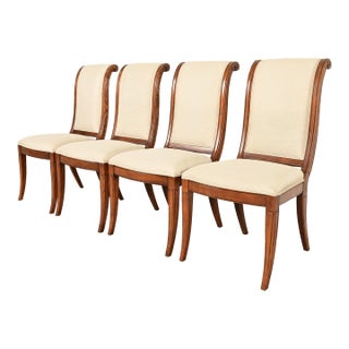 Henredon French Regency Louis XVI Carved Oak Dining Chairs, Set of Four For Sale