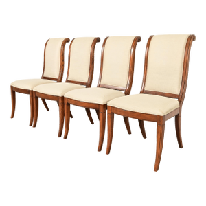 Henredon French Regency Louis XVI Carved Oak Dining Chairs, Set of Four
