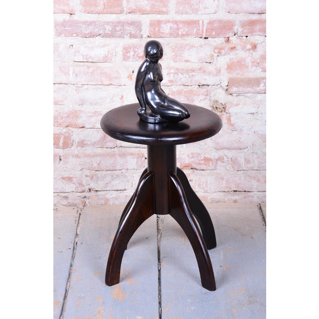 Wood Art Deco Piano Stool in Beech and Iron, Czech, 1940s For Sale - Image 7 of 9