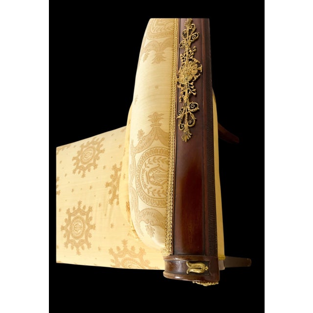 Mid-Century French Empire Style Chaise With Mahogany and Bronze Frame For Sale In Atlanta - Image 6 of 7