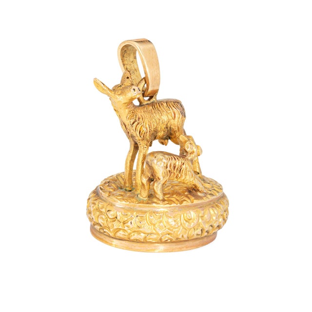 Distinct and beautifully made antique Portuguese figural animal pendant crafted in 19 karat Portuguese yellow gold (circa...
