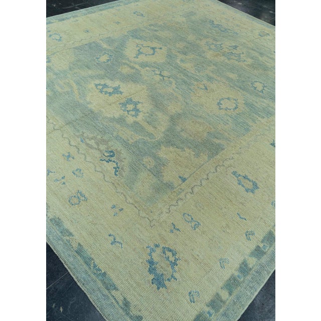 Blue Turkish Oushak Rug 9'1" x 10' #19073 For Sale - Image 8 of 8