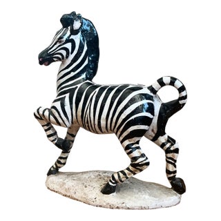 Vintage Italian Ceramic Zebra Sculpture For Sale