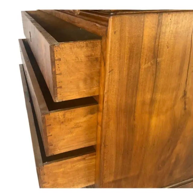 Louis Philippe Book Matched Burl Walnut Chest With Marble Top For Sale - Image 9 of 15