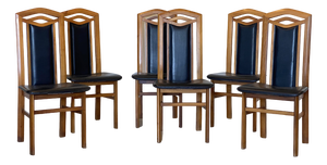Vintage Art Nouveau Style Wooden Dining Chairs, 1970s, Set of 6