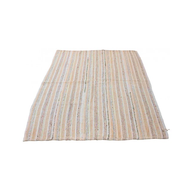 1960s Striped Hemp Turkish Kilim Rug - 5`3″ X 6`11″ Ft. For Sale - Image 5 of 6