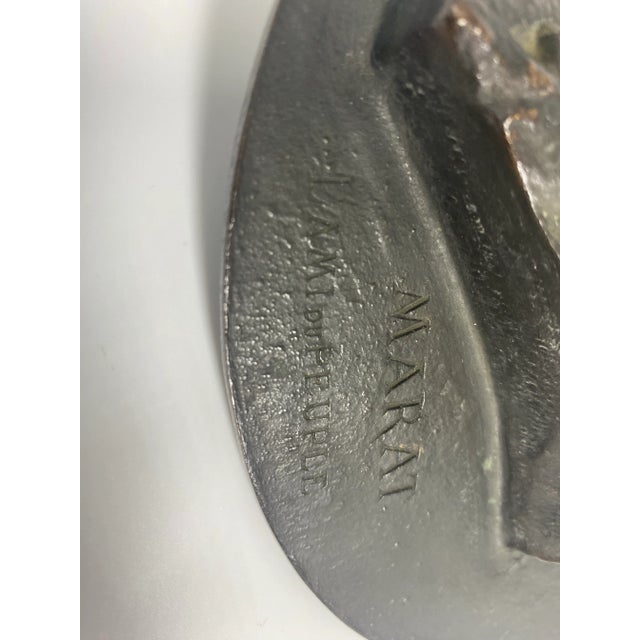 French 1868 French Antique Bronze Plaque of Jean Paul Marat by Jean Baptiste Buisson For Sale - Image 3 of 12