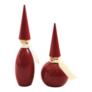 Wood Swedish Tomtes Gnomes by Larssons Tra - Set of 2 For Sale