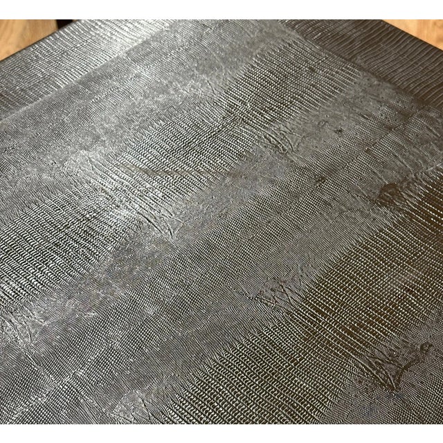 Brown 1990s Faux Snakeskin Game Table with Removable Top For Sale - Image 8 of 12