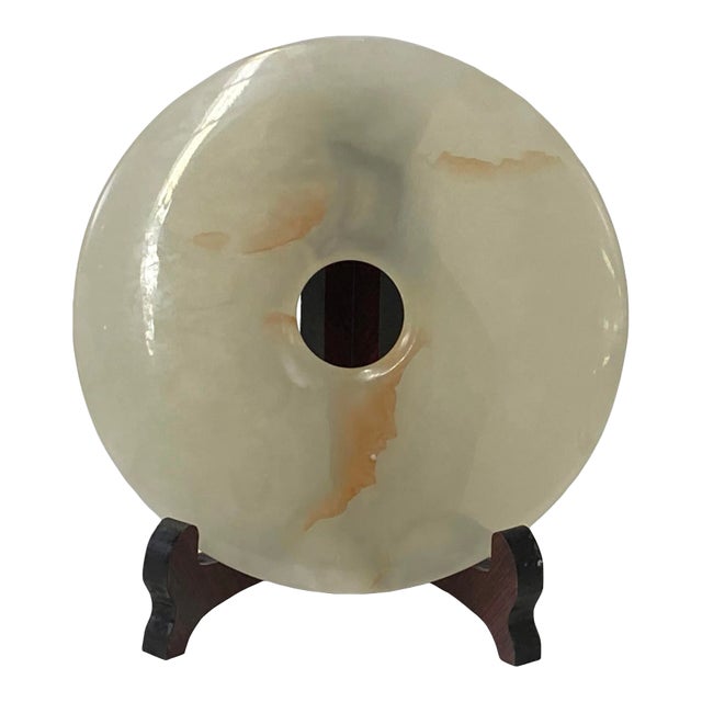 Natural White Brown Onyx Stone Round Fengshui Home Decor Display For Sale