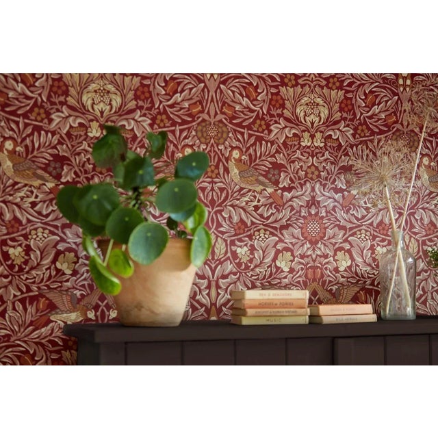 Morris & Co. Morris & Co Bird Wallpaper in Madder/Weld For Sale - Image 4 of 4
