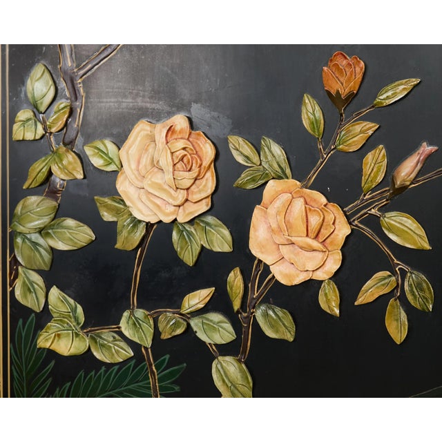 Chinese Six Panel Carved Soapstone Coromandel Lacquer Screen For Sale - Image 11 of 18