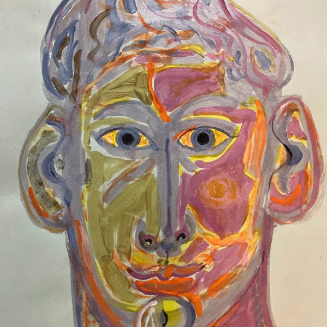 Contemporary Contemporary Original E.J.Hartmann Abstract Portrait Painting Signed For Sale - Image 3 of 5