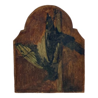 Antique Salvaged Hunting Capture Game/Bird Oil on Board Painting With Arched Top For Sale
