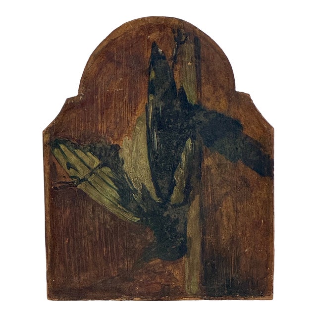Antique Salvaged Hunting Capture Game/Bird Oil on Board Painting With Arched Top For Sale