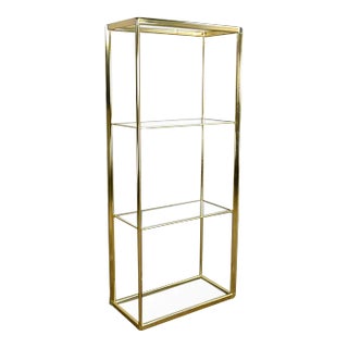 Vintage Modern Brass Plate & Glass Etagere Style of Dia Design Institute of America For Sale