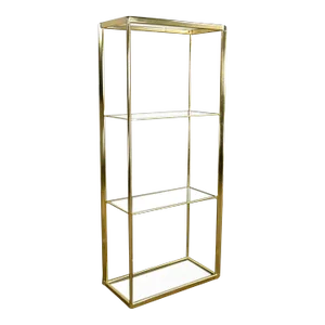 Vintage Modern Brass Plate & Glass Etagere Style of Dia Design Institute of America