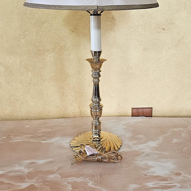 Vintage Glenn Nelson Brass Candlestick Table Lamp, Hollywood Regency Style, 28” Tall For Sale - Image 17 of 18