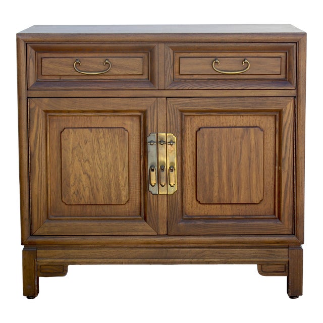 1970's Asian Style Walnut Cabinet For Sale