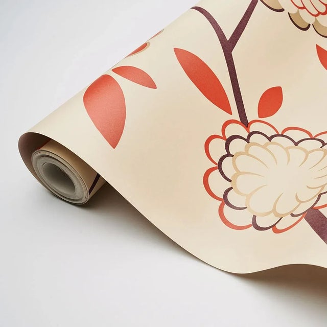 Schumacher Sample - Schumacher x Neisha Crosland Bird Tree Wallpaper in Cockatoo Red For Sale - Image 4 of 5