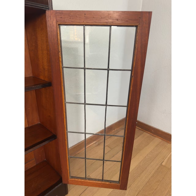 Antique Edwardian Arts & Crafts Narrow Glazed Bookcase C. 1910 For Sale - Image 6 of 18