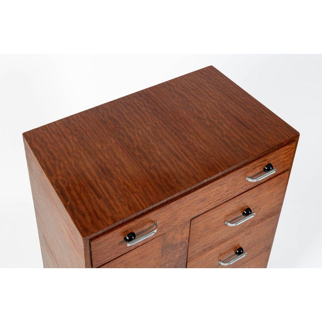 1940s Art Deco Tiger Wood Dresser Cabinet, Vintage Streamline Modern 1940s For Sale - Image 5 of 15
