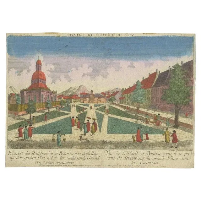 Late 18th Century François Xavier Habermann, Illustration of the Town Hall of Batavia Jakarta in the Dutch East Indies, 1770, Print For Sale - Image 5 of 5