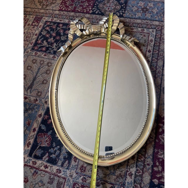 1980s Decorative Crafts Inc Brass Gold Frame Bow Mirror. #2117 MCM Hollywood Regency For Sale - Image 5 of 12