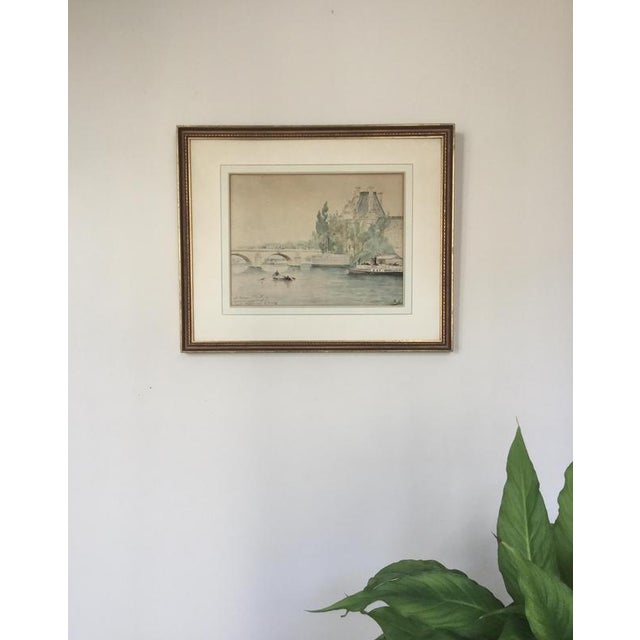 Émile Raissiguir, The Seine at the Pont Neuf, 1884, Watercolor For Sale - Image 6 of 7