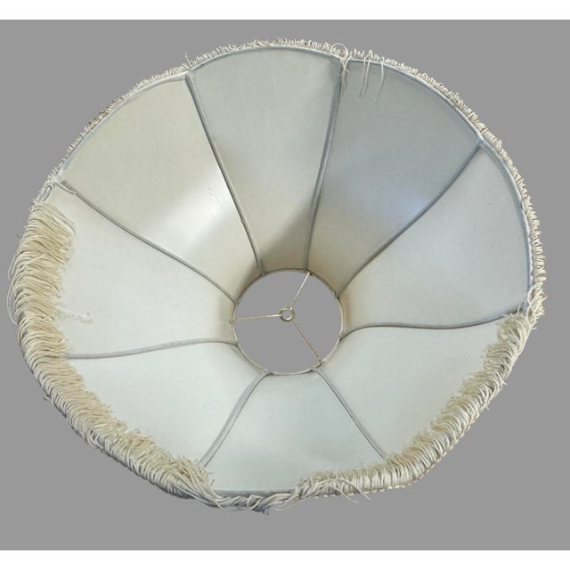Hollywood Regency Vintage Silk Brocade Fabric Lampshade Fringe Scalloped Boudoir For Sale - Image 3 of 6