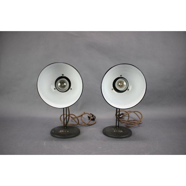 Metal Industrial Adjustable Desk Lamps, Former Czechoslovakia, 1955, Set of 2 For Sale - Image 7 of 18