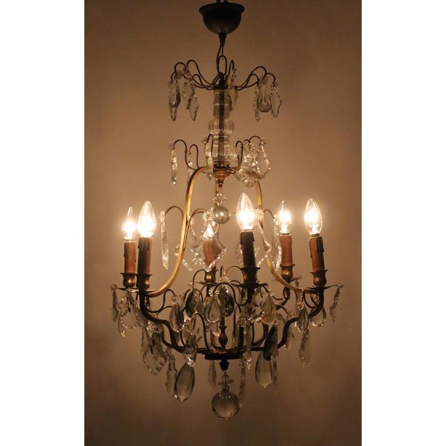 Chandelier with Clear Crystal Pendants and Champagne Smoky Glass For Sale - Image 17 of 18