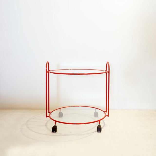 Metal and Glass Serving Cart or Side Table, 1970s For Sale - Image 9 of 10