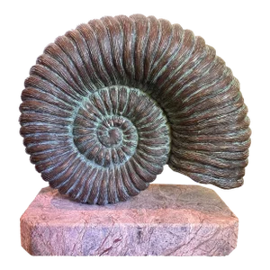 Mid 20th Century Bronze Ammonite on Marble Base