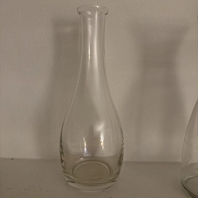 Mid-Century Modern 1980s Three Glass Wine Decanters of Various Sizes For Sale - Image 3 of 4
