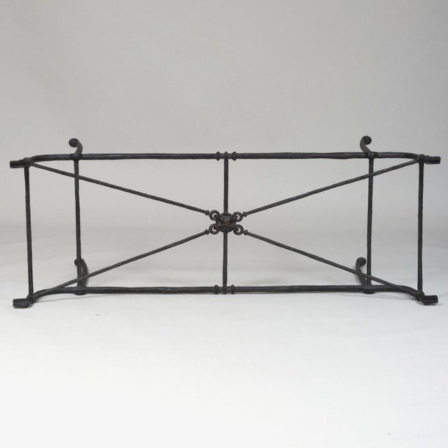 1980s Giacometti Style Patinated-Metal and Glass Console Table For Sale - Image 5 of 7