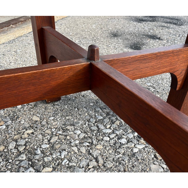 1920s 1920s Gustav Stickley Arts & Crafts Model 626 Round Oak Center Breakfast Table For Sale - Image 5 of 6